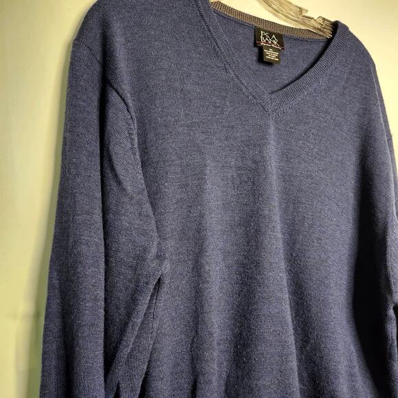 Jos A Bank Signature Collection Sweater Size XL Blue 100% Merino Wool Long Slv - Picture 10 of 10